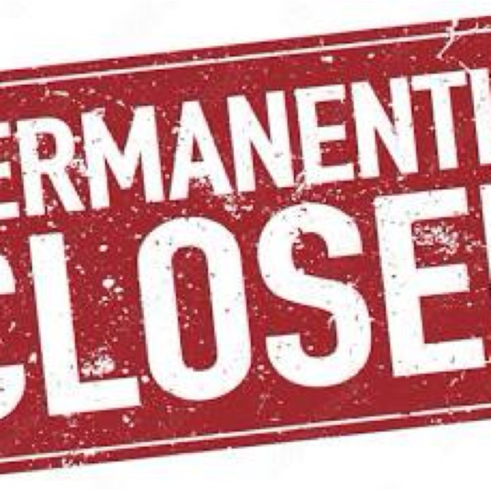 Red 'Permanently Closed' Sign